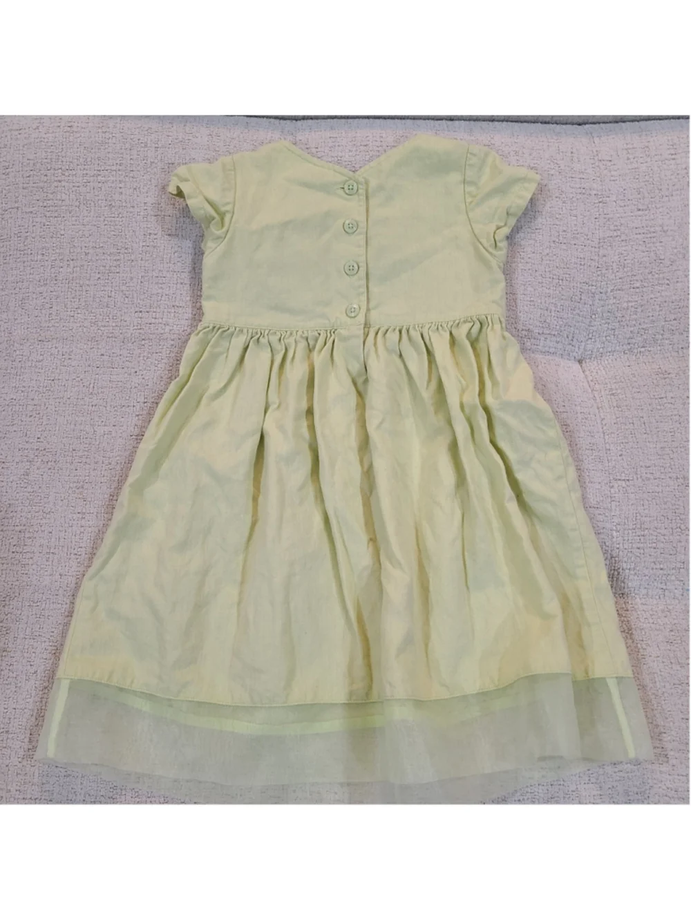 VTG Gymboree Girls Green Linen Blend Floral Embroidered Dress Size 3 Years Green